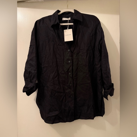 Everlane Mens Classic Shirt in Black Linen - Picture 2 of 6